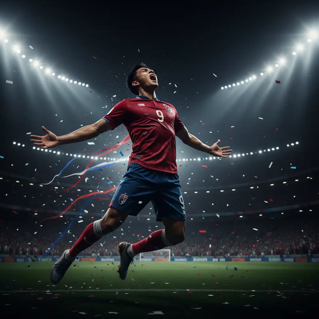 นักฟุตบอลไทยฉลองชัยชนะ