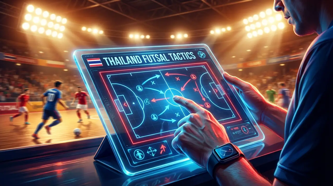กระดานแท็กติกฟุตซอลที่แสดงแผนการเล่นและการวิเคราะห์เกมอย่างเป็นระบบ