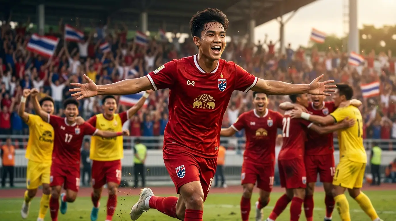 ภาพบรรยากาศการเฉลิมฉลองชัยชนะของทีมชาติไทย U17