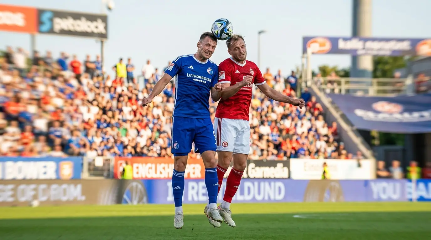 A high-action shot of professional soccer players competing for the ball in a bright, sunlit stadium, representing the intensity of Thai League 2026.