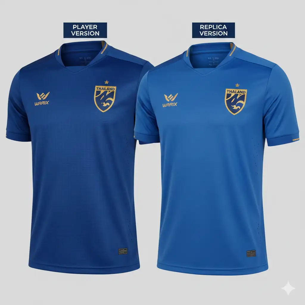 ภาพเปรียบเทียบเสื้อทีมชาติไทยเกรด Player และเกรด Replica