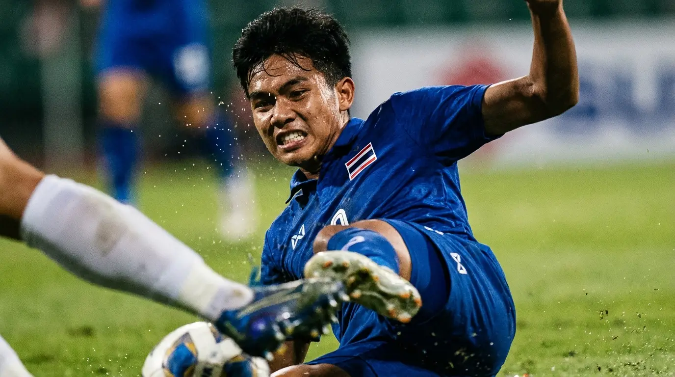 ภาพแทนความมุ่งมั่นและศักยภาพของดาวรุ่งในทีมชาติไทย U23 อย่างเสกสรรค์ ราตรี แม้จะต้องเผชิญกับความพ่ายแพ้